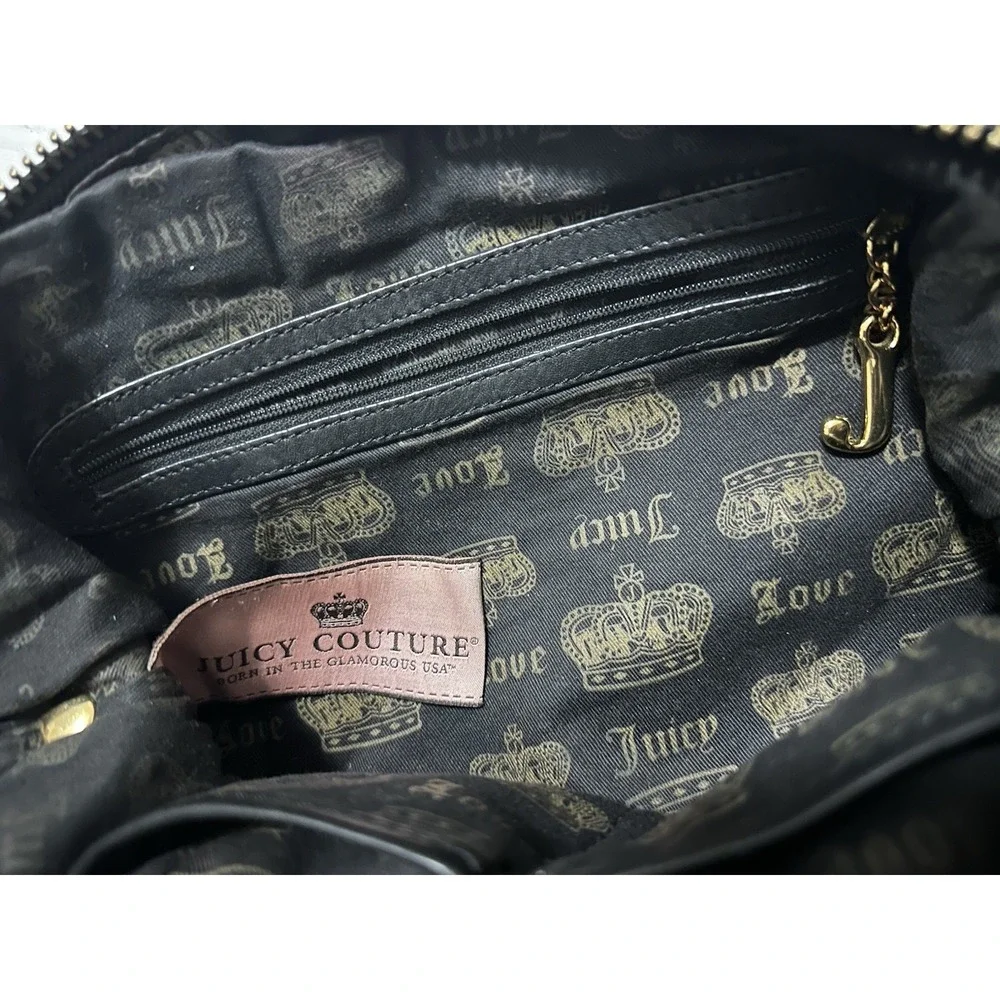 Vintage Y2K Juicy Couture Black Leather Chain‎ Handle Shoulder Bag w/ Dustbag